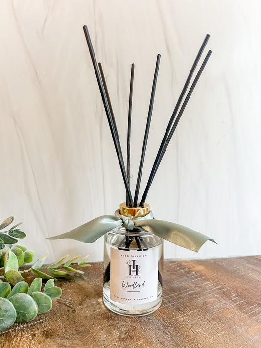 Glass Cyclinder Reed Diffuser with Gold Collar
